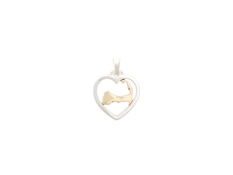 SS/14ky Cape Heart - Sterling Silver and 14k gold Cape Heart Pendant, designed in house, made in Massachusetts and exclusively available at Stephen Gallant Jewelers.