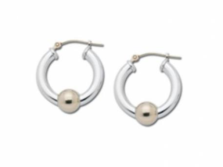Classic Cape Cod Hoop Earrings - Sterling Silver & 14k Gold Hoop Earrings, approx 3/4in diameter.Made in Massachusetts.