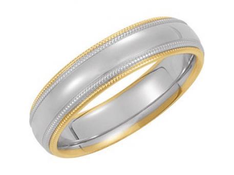 Two-Tone Double Milgrain - 14k white & yellow gold band for men or women. Priced according to finger size.