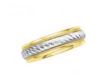 Two-Tone Designer Band - 14k white & yellow gold wedding band for men or women. Priced based on finger size.