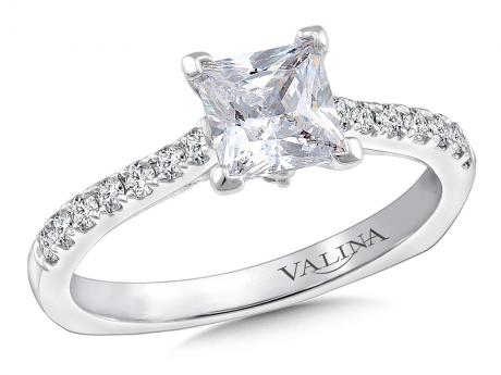 1ct Princess Cut Engagement - 14k white gold engagement ring with 1ct center princess cut and diamond side stones. May be made in yellow or rose gold and with 1/2, or 3/4 centers as well.