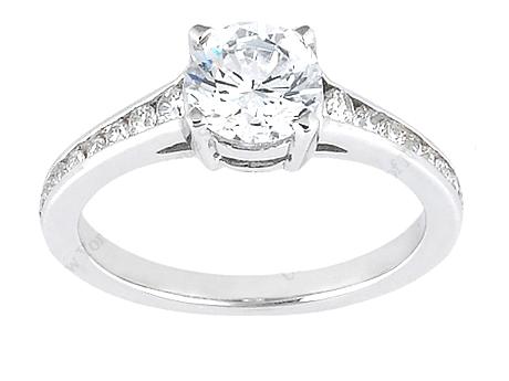 1ct w/Tapered Channel Sides - 14kw 1ct center with 1/4cttw tapered channel set diamonds. SOLD.
Matching wedding band also available (OVN 50455 0.16cttw channel set curved band)