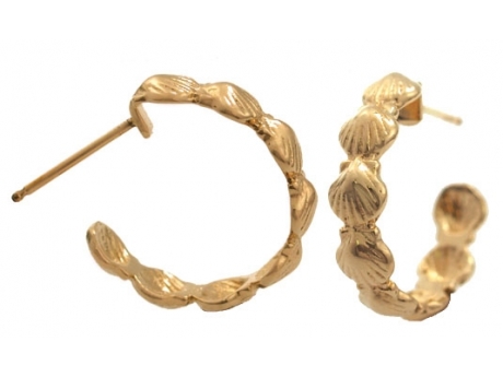 Gold Scallop Hoops - 14k yellow gold scallop hoop earrings. Also available in Sterling Silver, $68.