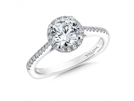 Valina Classic Round Halo - 14k white gold elegant and simple Classic Halo with 3/4ct round center.
For more Valina designs, visit www.ValinaBridals.com