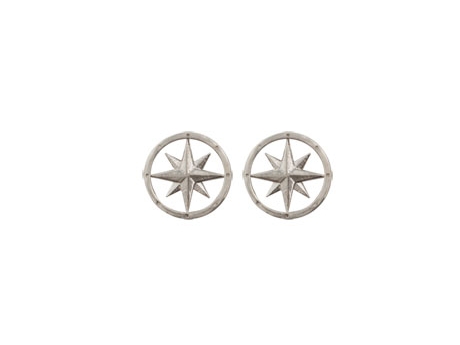 Compass Rose Stud Earrings - Sterling Silver Compass Rose Stud Earrings. Also available with gold centers or all 14k gold.