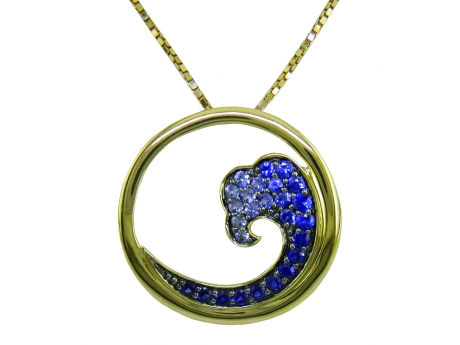 14ky Sapphire Wave Pendant - 14ky 0.56cttw sapphire wave pendant, chain sold separately.