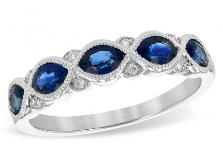 Sapphire and Diamond Band - 14kw Sapphire and Diamond Band