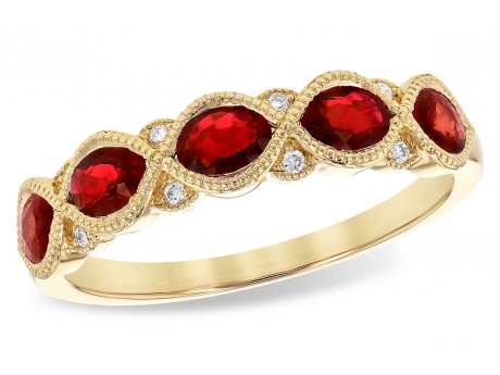 Ruby and Diamond Band - 14k yellow gold Ruby and Diamond Band