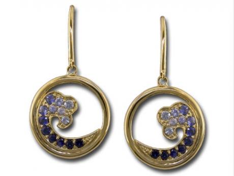 Sapphire Wave Earrings - 14ky gold sapphire wave earrings.